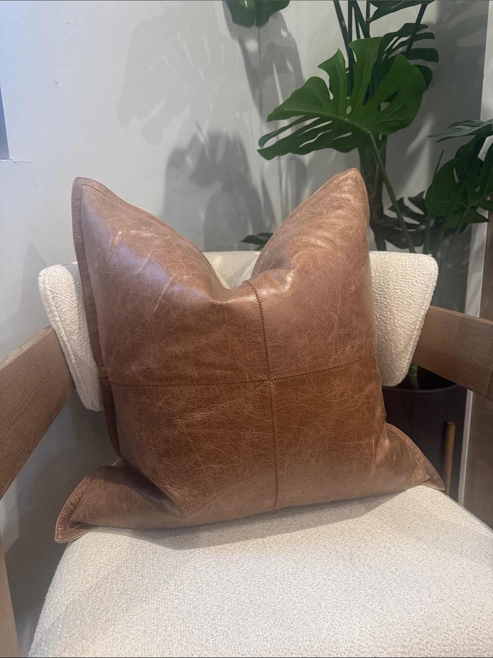 Pottery Barn Leather Accent Pillow with Insert